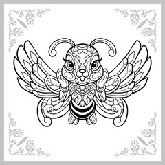 butterfly cartoon zentangle arts. isolated on white background. Vector illustration