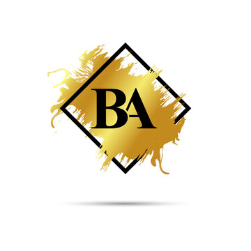 Gold BA logo symbol vector art design