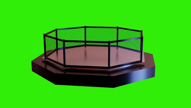 Set of two animations of a rotating fighting okagon cage. 4K seamless loop rendering