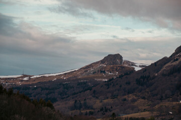snow covered mountains in winter