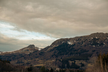 snow covered mountains in winter