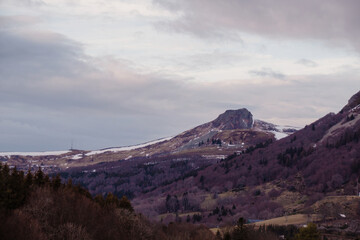 snow covered mountains in winter
