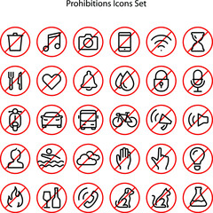 Web net prohibited vector icon, and original icons. Flat model created from prohibited pictogram. set of prohibition icons