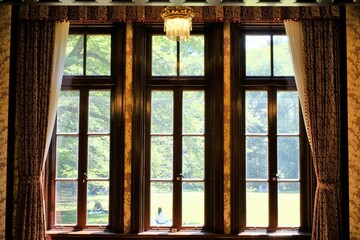 window and curtains in classical house