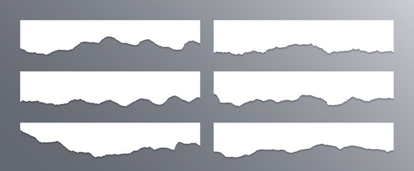 Fototapeta Torn edges of paper, craft design elements vector collection. Ripped edges paper borders obraz