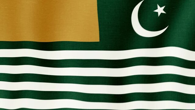 Animation of the national flag of the country of Azad Kashmir fluttering in the wind with a fabric texture in 4K