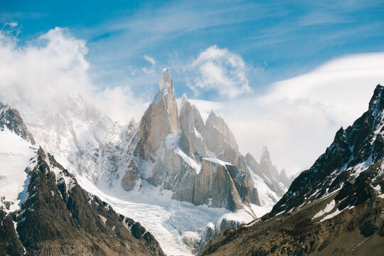 Peak of Cerro Torre mountain, Los Glaciares National Park, Patagonia, El Chalten, Argentina