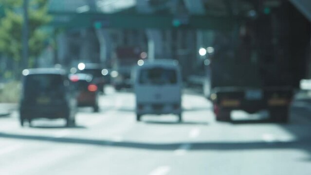 道路と自動車 スローモーション
