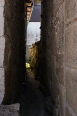 Stone alley in old village in Galicia
