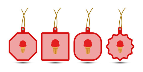 Set of Ice Cream tags with cord