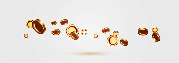 Money. 3D cash, flying coins isolated on white. Banking concept.