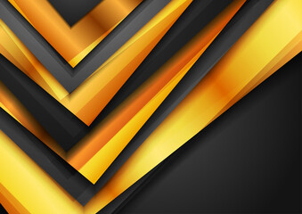 Golden and black glossy squares abstract tech corporate background. Vector design