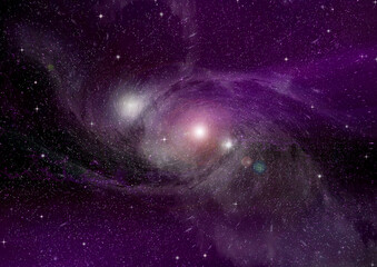 Stars of a planet and galaxy in a free space Elements of this image furnished by NASA. 3D rendering