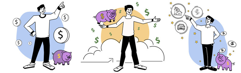 illustration of a person financial growth money sigh happiness investment  