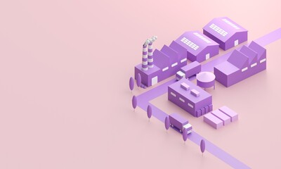 3D Factory Concept. 3D Render