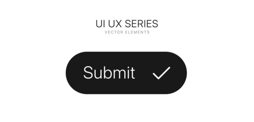 Submit button for UI UX, mobile application, presentation. Hand click approve sign. True symbol. Simple flat design black white color. Isolate on white background.