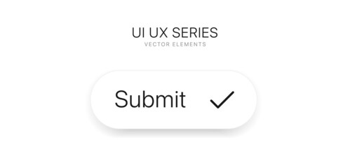 Submit button for UI UX, mobile application, presentation. Hand click approve sign. True symbol. Simple flat design black white color. Isolate on white background.