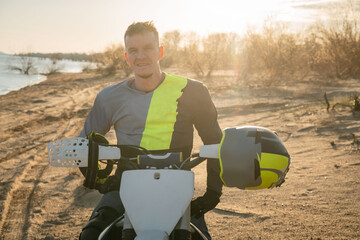 Motocross training. Young man with dirtbikes.