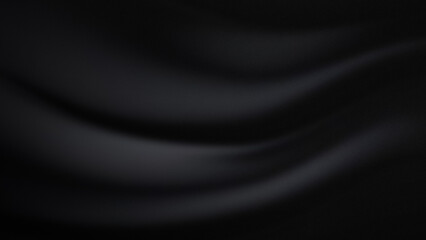 black background abstract cloth or liquid waves illustration of wavy folds of silk texture satin or velvet material or gray luxurious background or wallpaper design of elegant curves black material