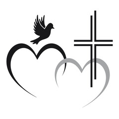 Memorial graphic with heart and cross. - 510581627