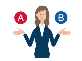 AとBを比較するビジネスウーマン