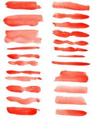 Set of watercolor stain. Spots on a white background. Watercolor texture with brush strokes. Gradients with overlay.
