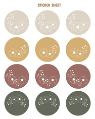 Fototapeta premium Set of spring minimal flower stickers for planner, scrapbook stickers design and more.