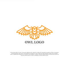 Owl bird logo line vector illustration. modern logo design flat