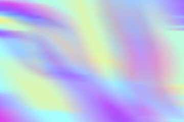 Hologram Neon background. Cute neon Girlie Rainbow, Unicorn Fairy Tale texture. Violet, pink, blue Holographic Foil. Iridescent art. Vector Glitch backdrop. Blur colorful pattern.