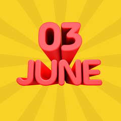 A beautiful 3d illustration with june day calendar.