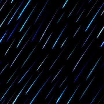 Seamless texture with shining blue rain on a black background. Blue sequins background. Procreate hand drawn image
