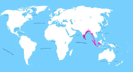 Chola Dynasty the largest borders map with all world; all sea and ocean names