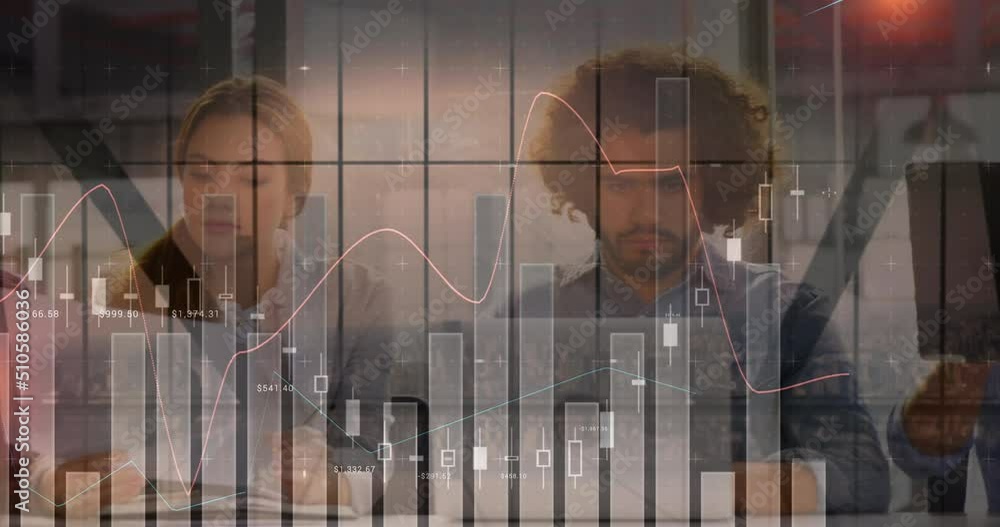 Poster statistical data processing over diverse office colleagues using electronic devices in meeting room