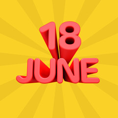 A beautiful 3d illustration with june day calendar.