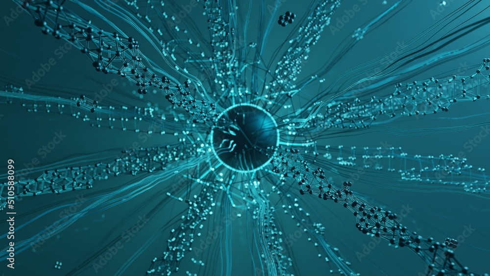 Poster 3d rendering, abstract futuristic composition. background image of a sphere with a crystal lattice a