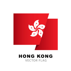 Colorful Hong Kong flag logo. Flag of Hong Kong. Vector illustration isolated on white background.