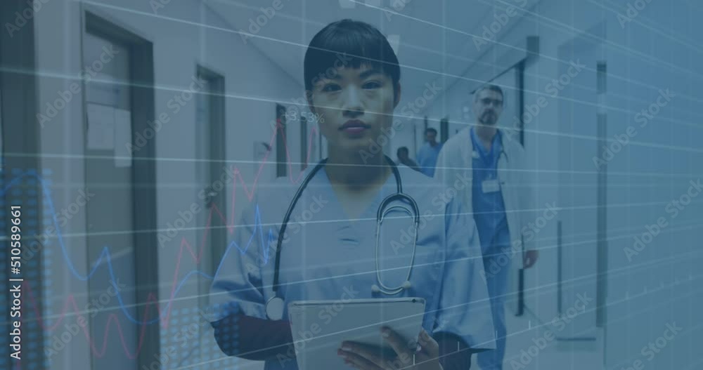 Poster animation of data processing over two diverse doctors