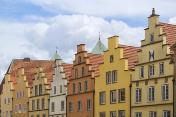 Osnabrück - Treppengiebelhäuser am Marktplatz, Niedersachsen, Deutschland, Europa