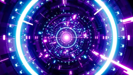 Brilliant Neon Light Cyber Tunnel