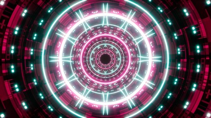 Glowing Neon Light Vibrant Tunnel