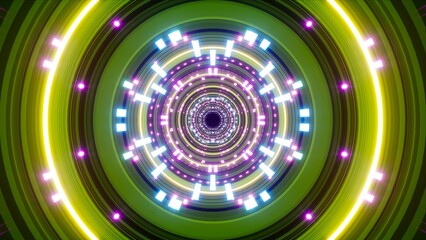 Shiny Festive Lamp in the Lime Circle Light Tunnel