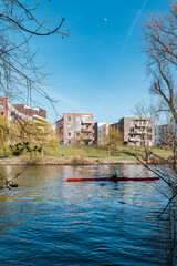 Canoeing on the river in the city - Hannover