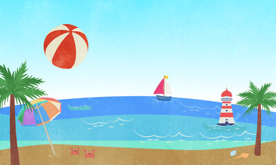 Illustration of cute summer sea image 02