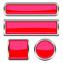 Red glass buttons isolated on a white background