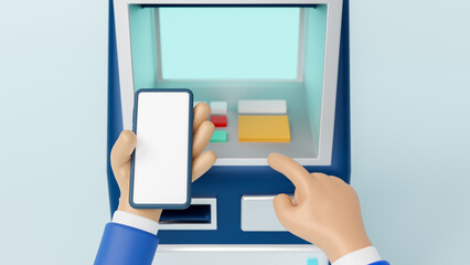 Mobile payments, online payment concept, transaction receipt online payment icon, transfer money with atm on smartphone on blue background, business finance pay, transaction online, 3d rendering