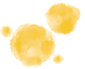 Colorful yellow watercolor blobs drops brush hand painting illustration