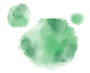 Colorful green watercolor blobs drops brush hand painting illustration