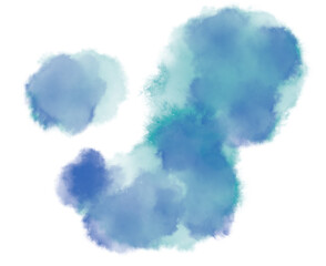 Colorfu bluel watercolor blobs drops brush hand painting illustration