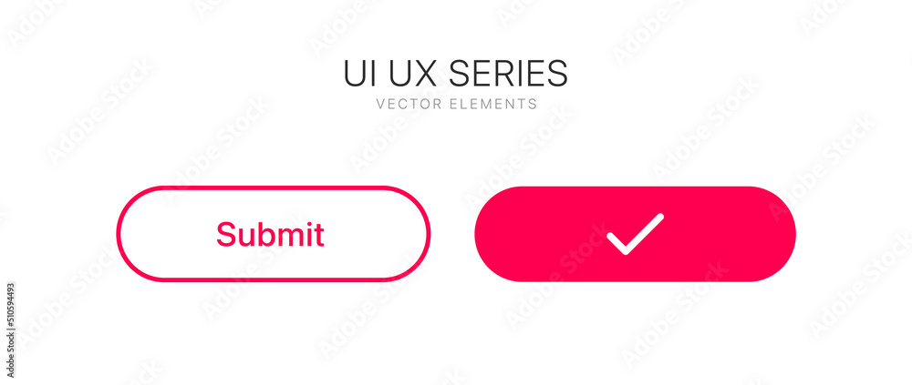 Poster Submit button for UI UX, mobile application, presentation. Hand click approve sign. True symbol. Simple flat design pastel color. Isolate on white background.