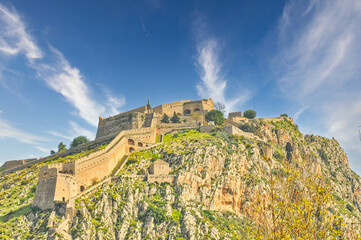 Palamidi fortress on the hill, Nafplio - obrazy, fototapety, plakaty